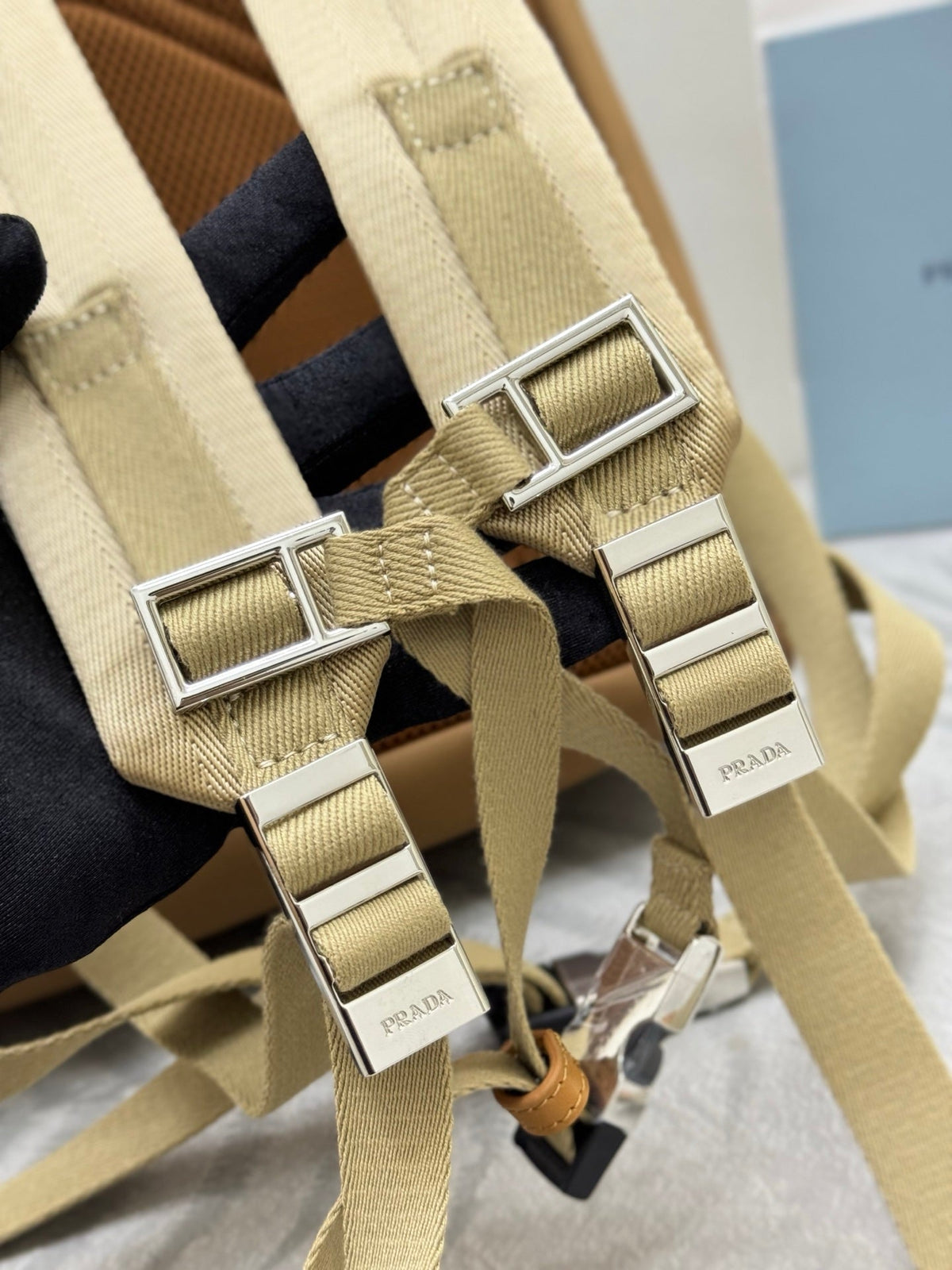 PRADA 25S RE-EDITION 1978 RE-NYLON BACKPACK 52 IN BROWN SILVER HARDWARE