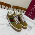 GUCCI 26S SNEAKER IN OLIVE BROWN SUEDE