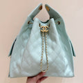 CHANEL 25S HANDBAG IN PALE CYAN 40 GRAINED CALFSKIN GOLD HARDWARE