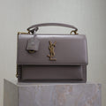 YSL 25S SUNSET MM 25 IN GRAYISH PURPLE CALFSKIN GOLD HARDWARE