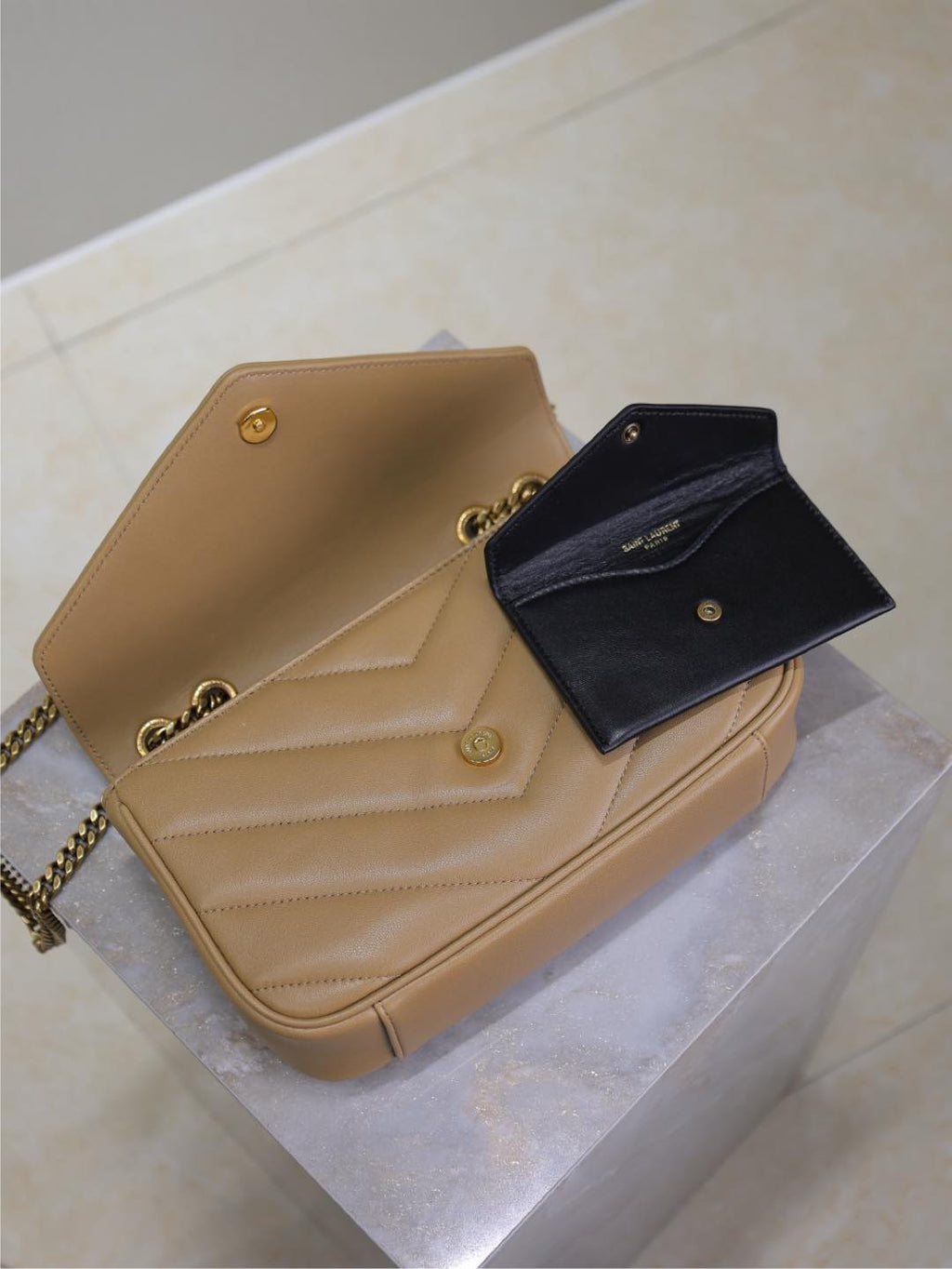 LOULOU SMALL 24 IN MILK TEA SHEEPSKIN GOLD HARDWARE